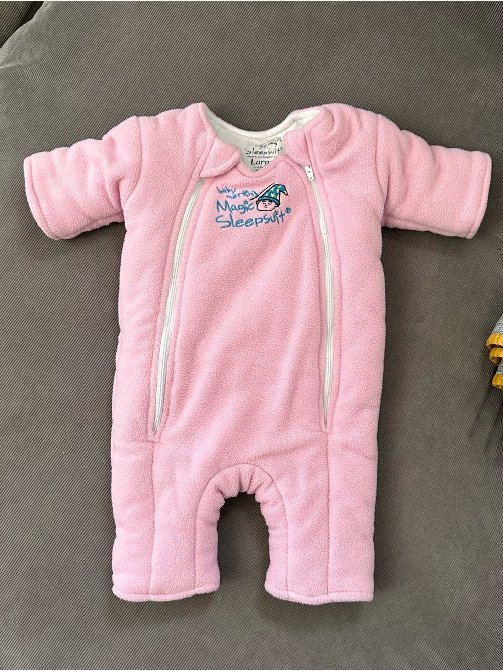 Unisex Large 6-9 Month Baby Merlin’s Pink Magic Sleep Suit